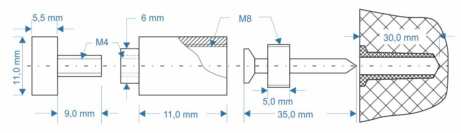 Крепеж для стекла для ритуального портрета